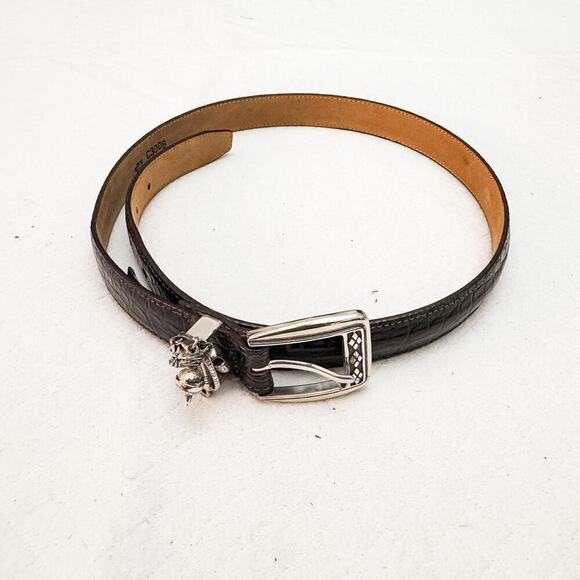 Brighton Black Leather Belt Silver Golf Themed Charms Size M/L - Picture 2 of 3